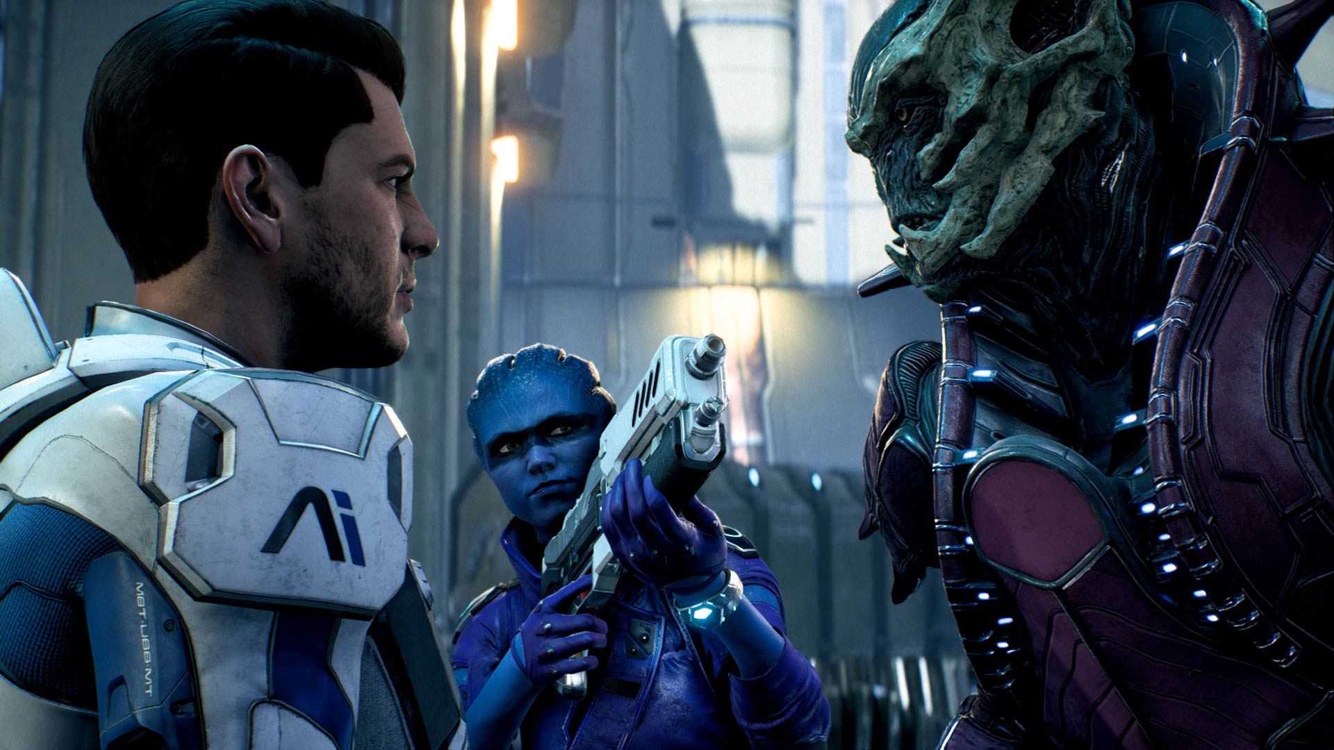Mass Effect Andromeda Screenshot of Ryder against Kett