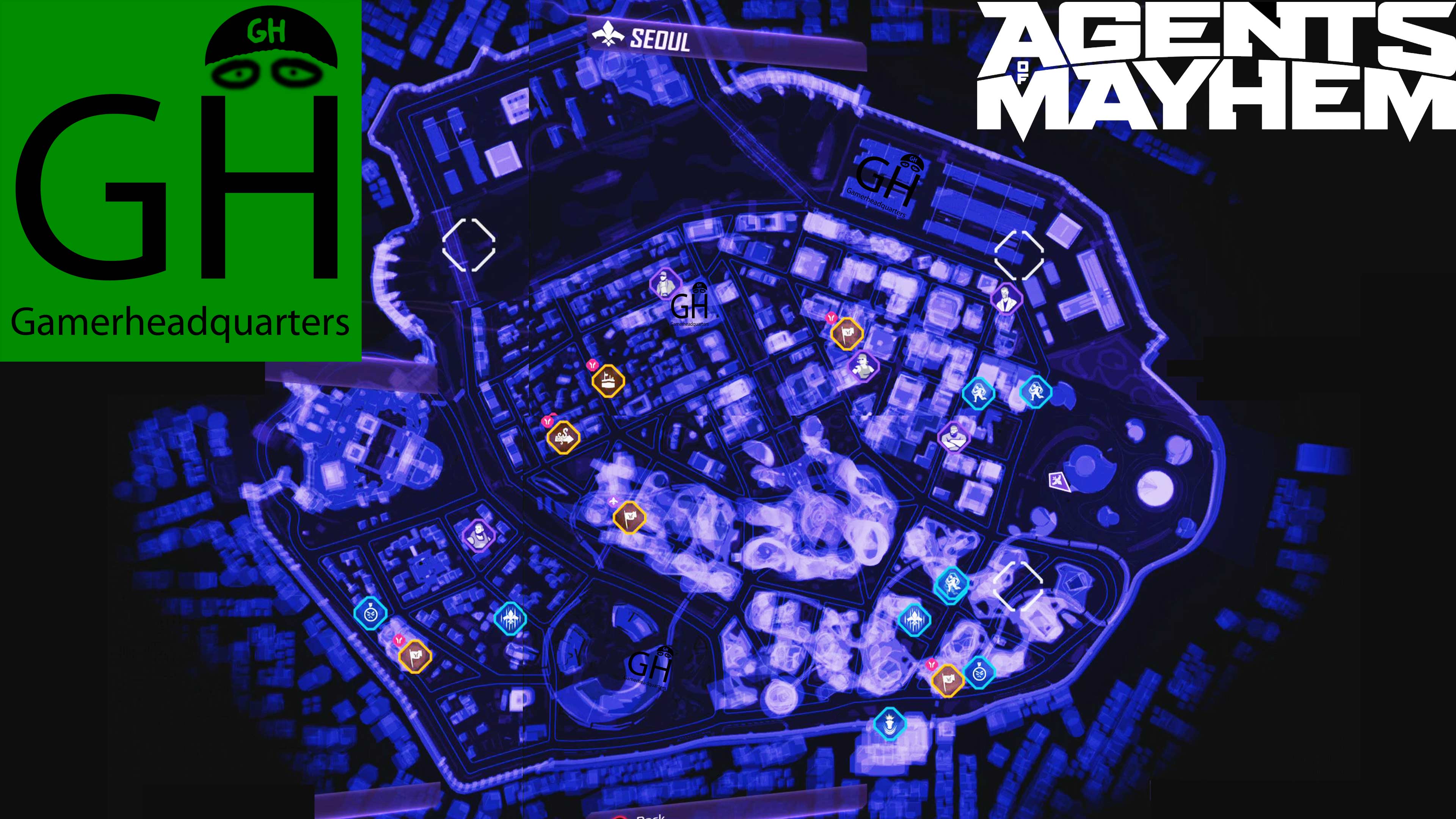 Agents of Mayhem map featuring the view of the entire area of Seoul