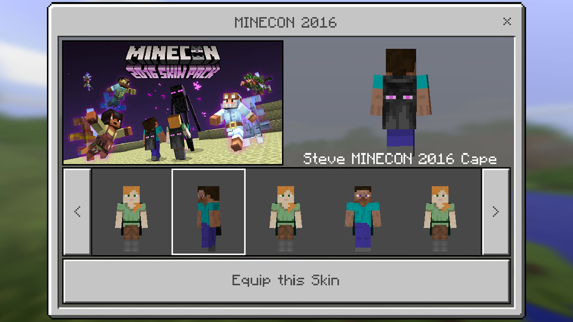 Minecraft Pocket Edition: Minecon 2016 Skin Pack 