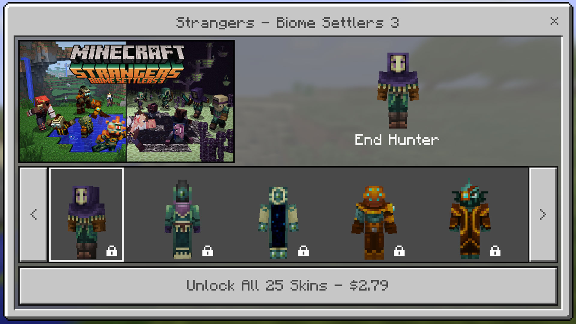 Minecraft Pocket Edition: Biome Settlers 3 Strangers Skin 