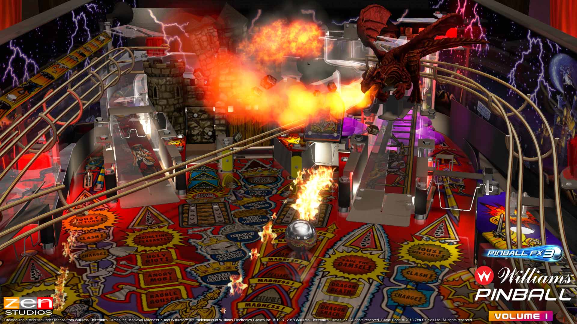 Pinball FX3 Volume 1 Medieval Madness Table
