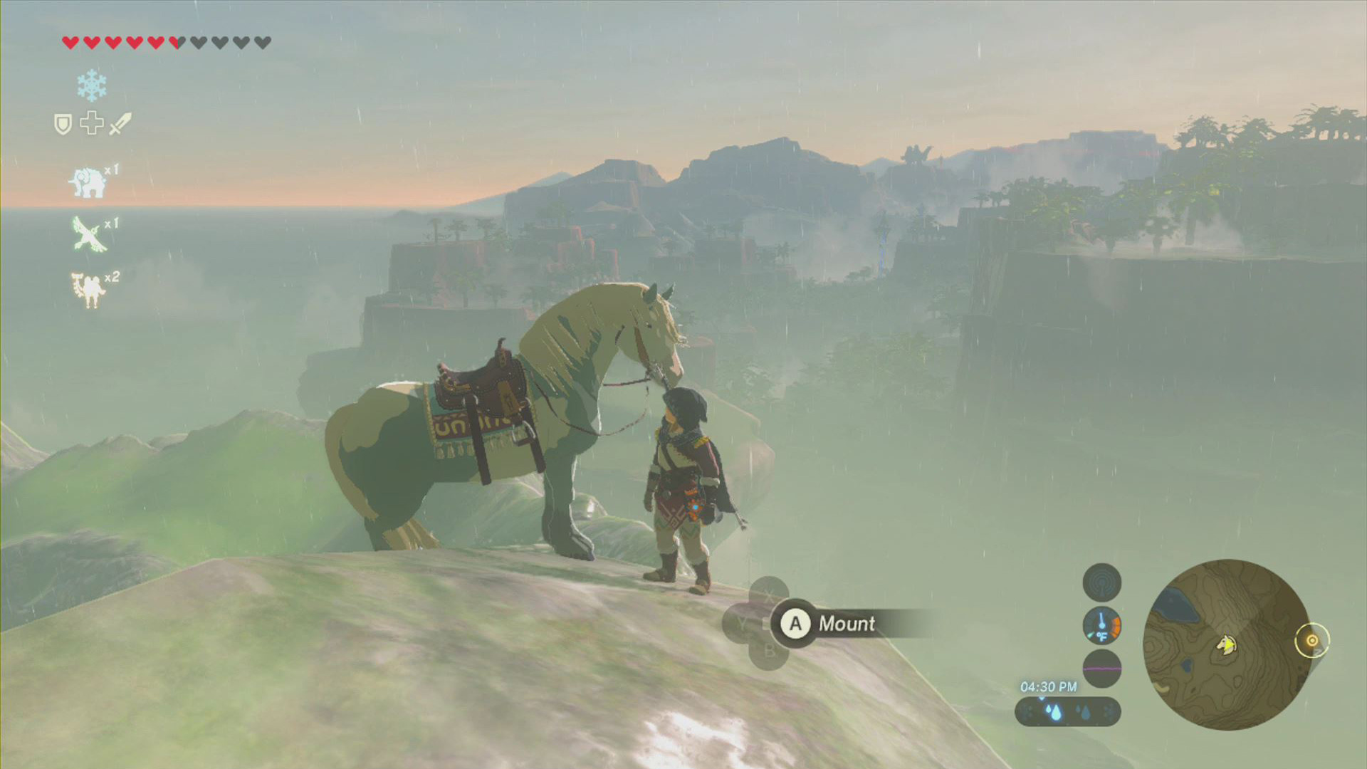 The Legend of Zelda: Breath of the Wild Screenshot Link and Horse on mountain